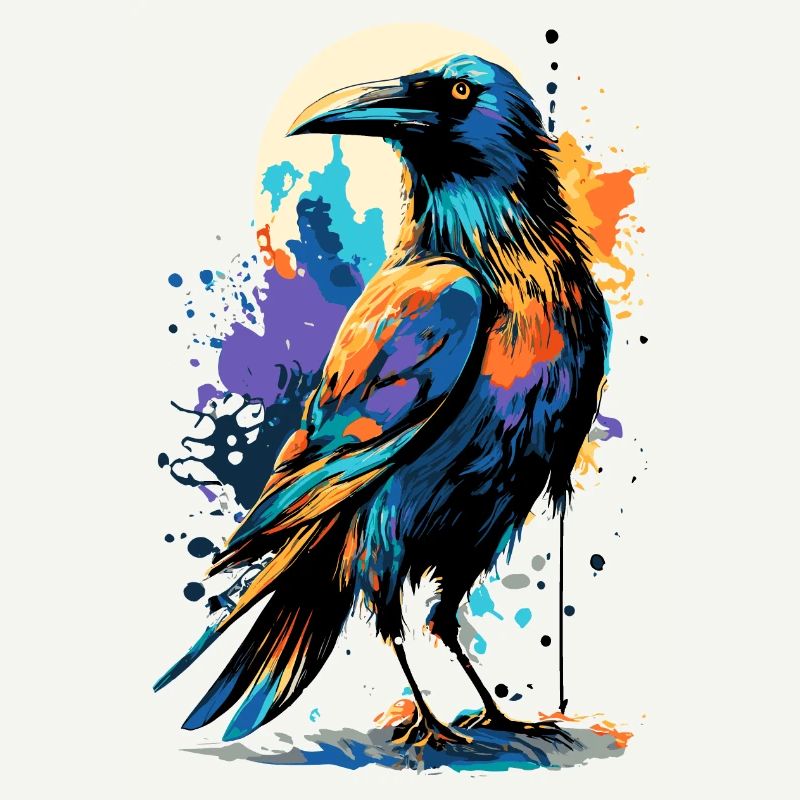 Black Raven - Crow Colorful - Ravens & Crows