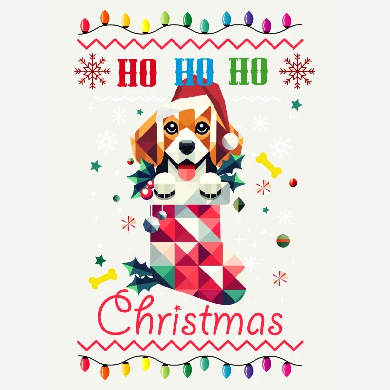 Beagle en bas de Noël dans le style moche de Noël
