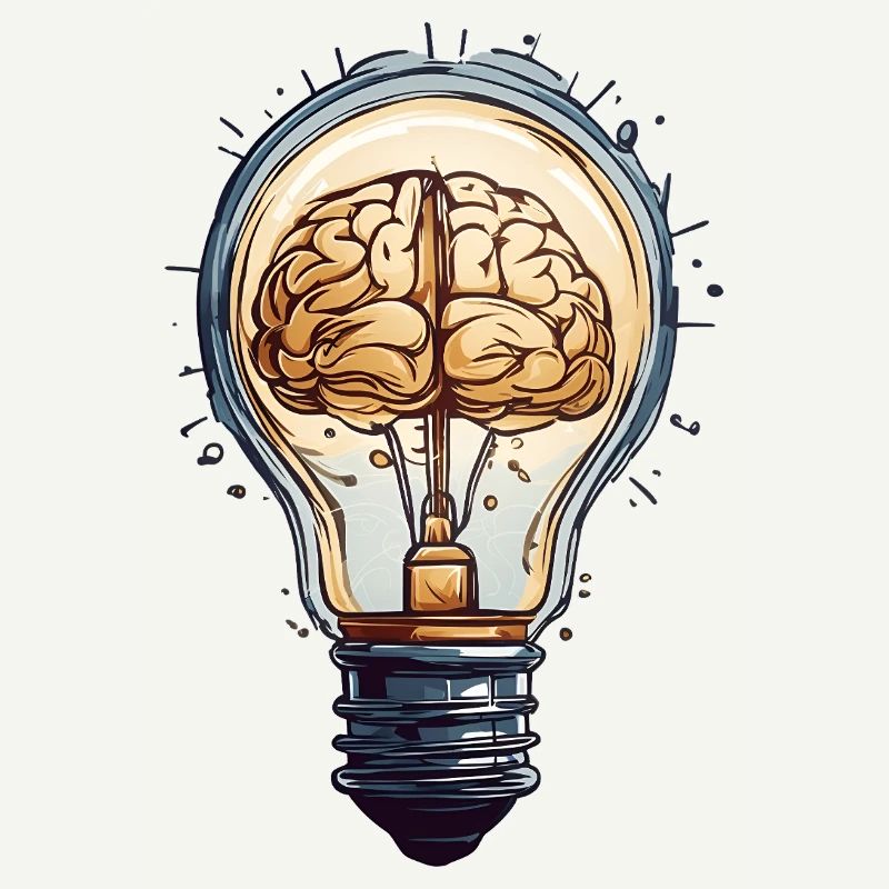 Thought Lamp: Brain Ideas in Light Bulb