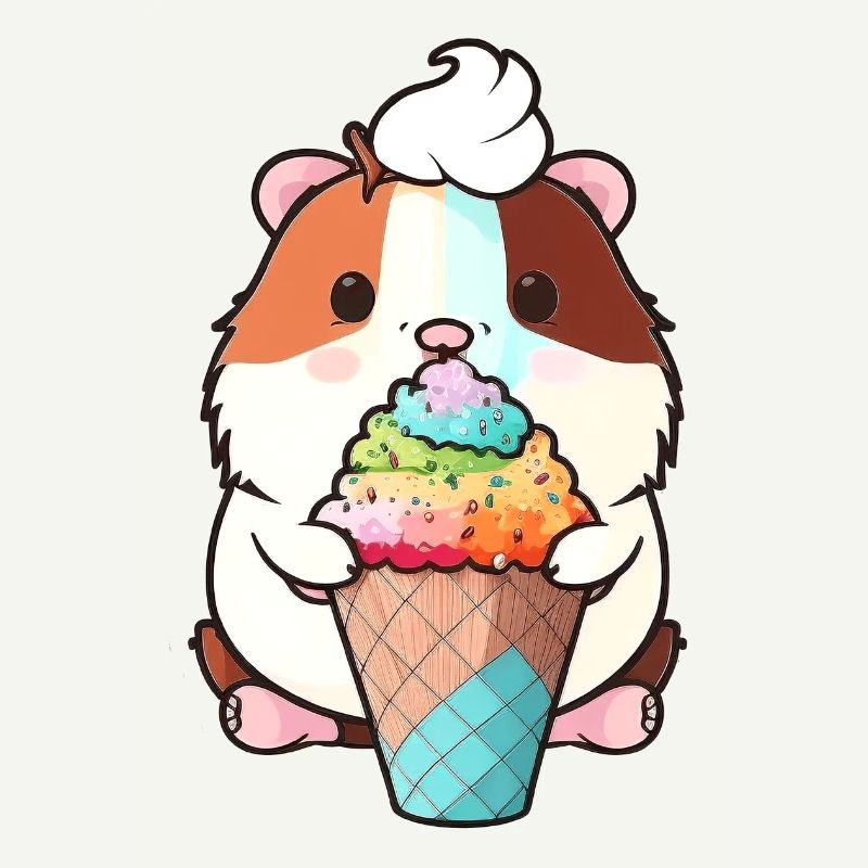 Kleiner Hamster mit buntem Eis