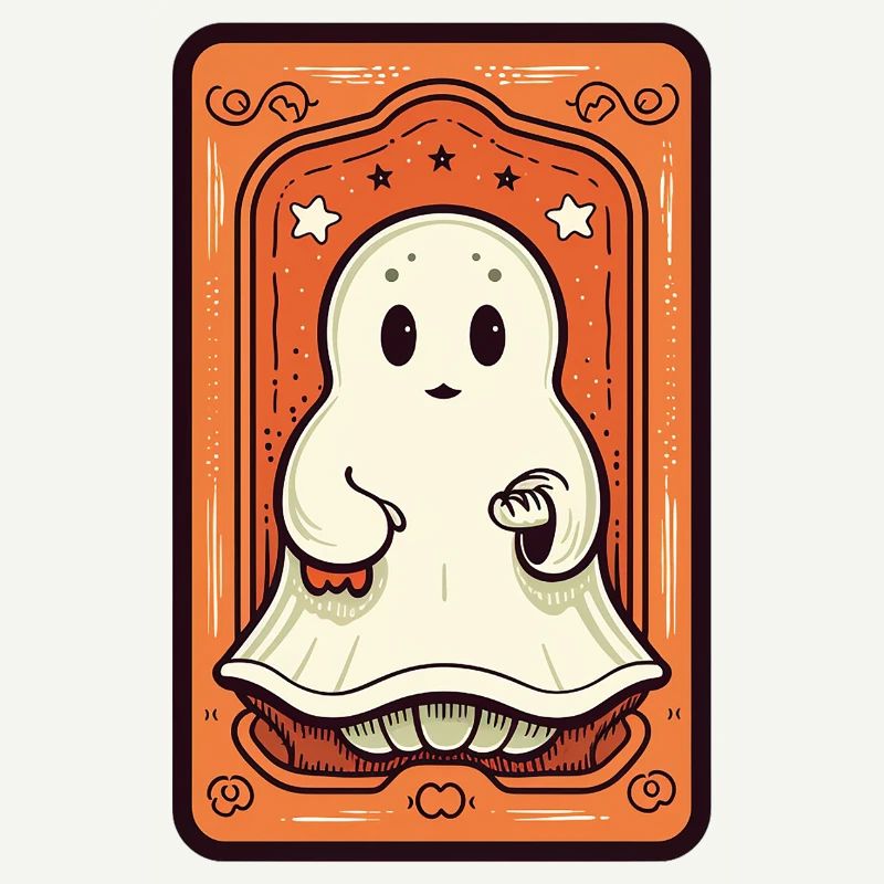 Orange Ghost Tarot Card