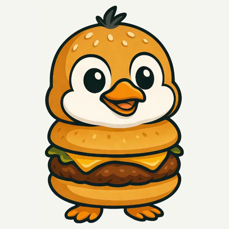 Funny Penguin Burger Cheeseburger Mythical Creature