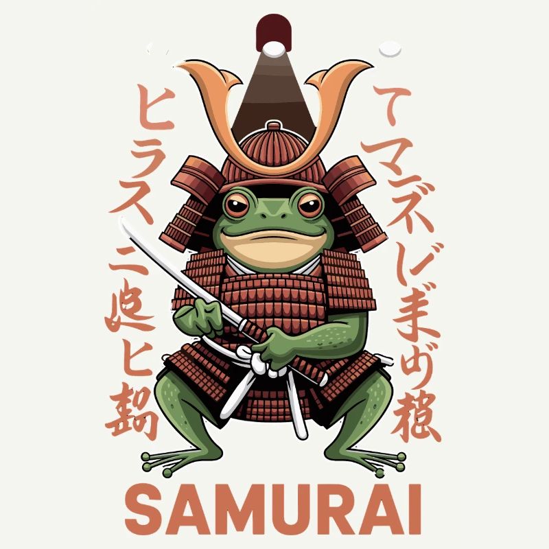 Samurai Frog Warrior Illustration with