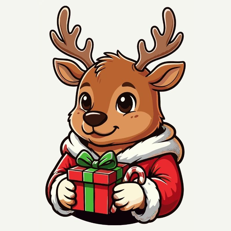 Weihnachts Rentier mit Geschenk