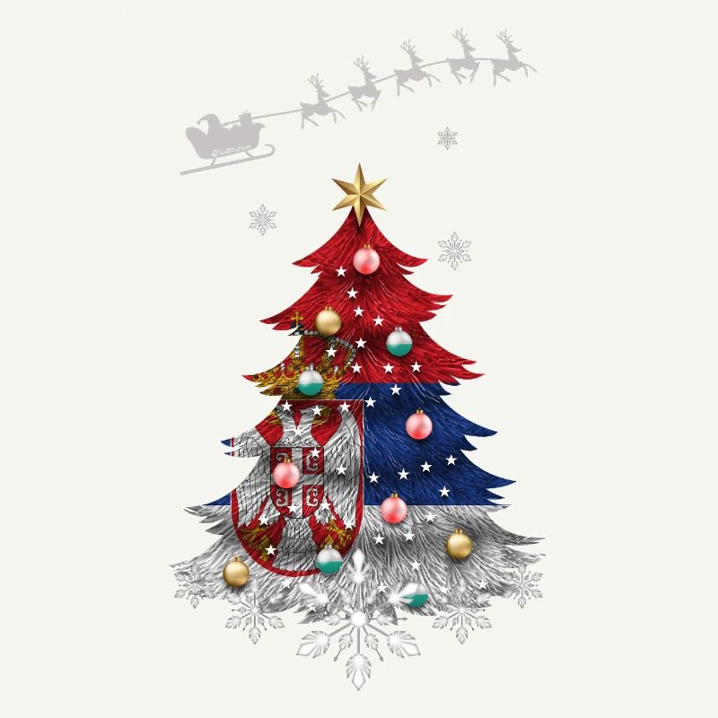 Weihnachtsbaum mit serbischer Flagge