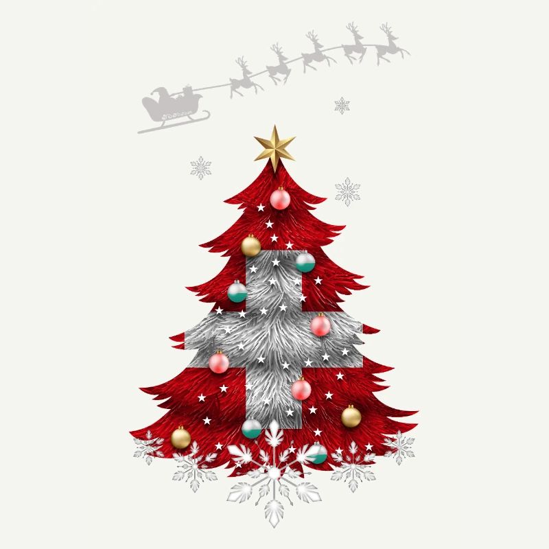 Weihnachtsbaum mit Schweizer Fahne