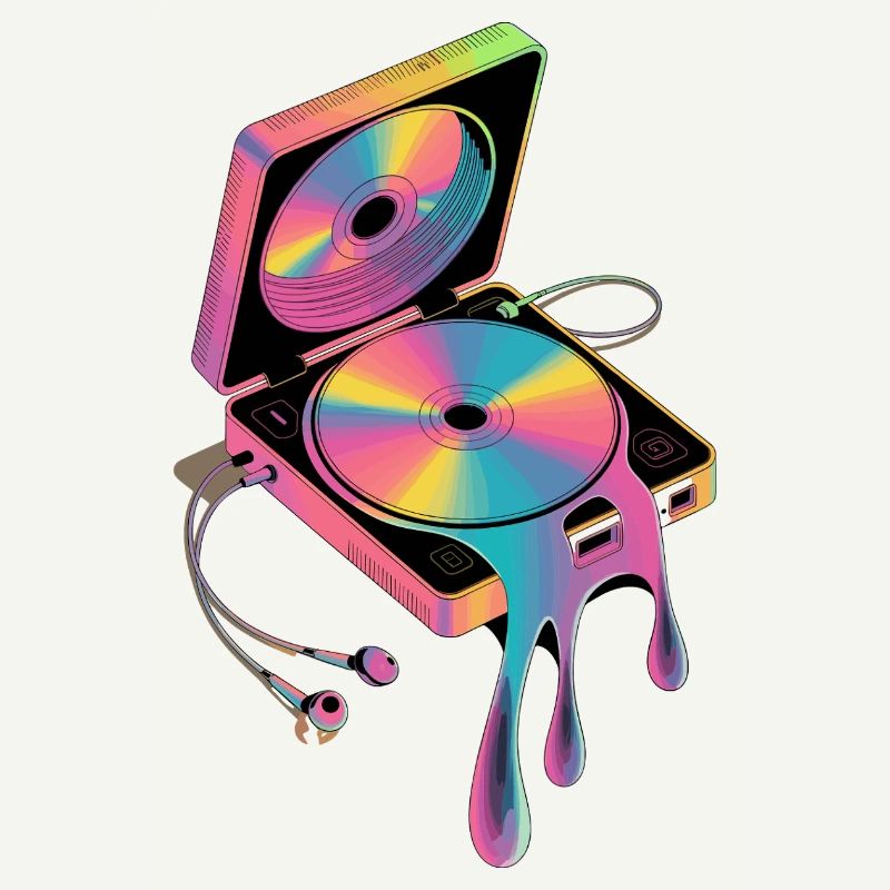 Retro Discman Psychedelic CD Player 90s