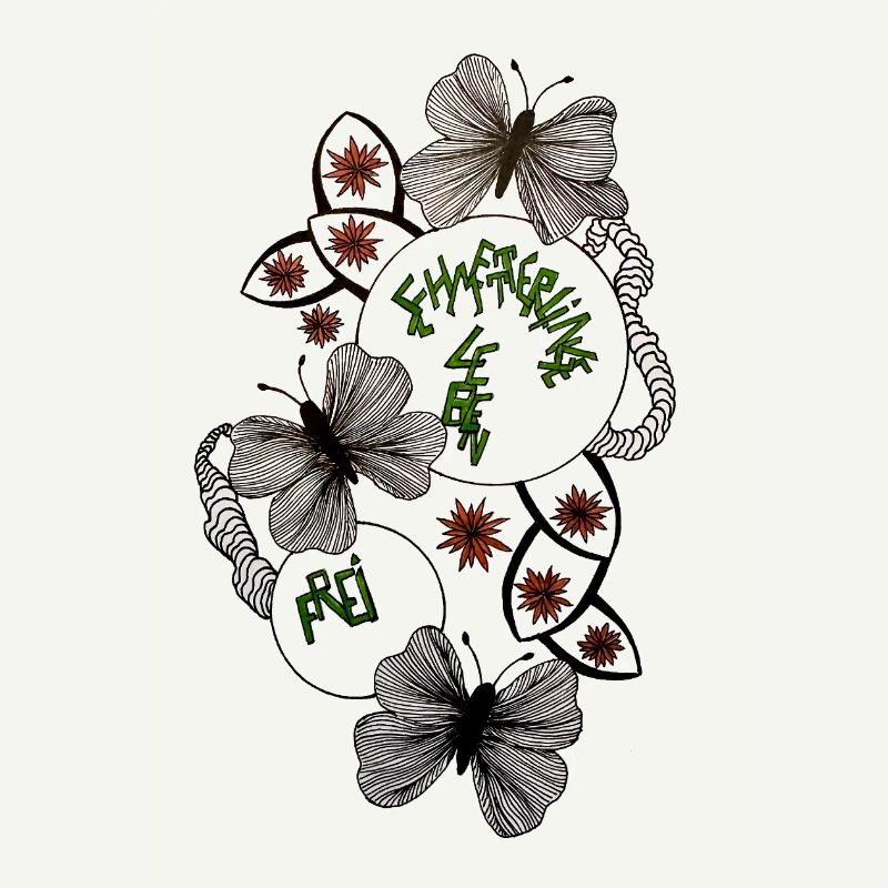 Hand Drawn Butterfly Floral Pattern