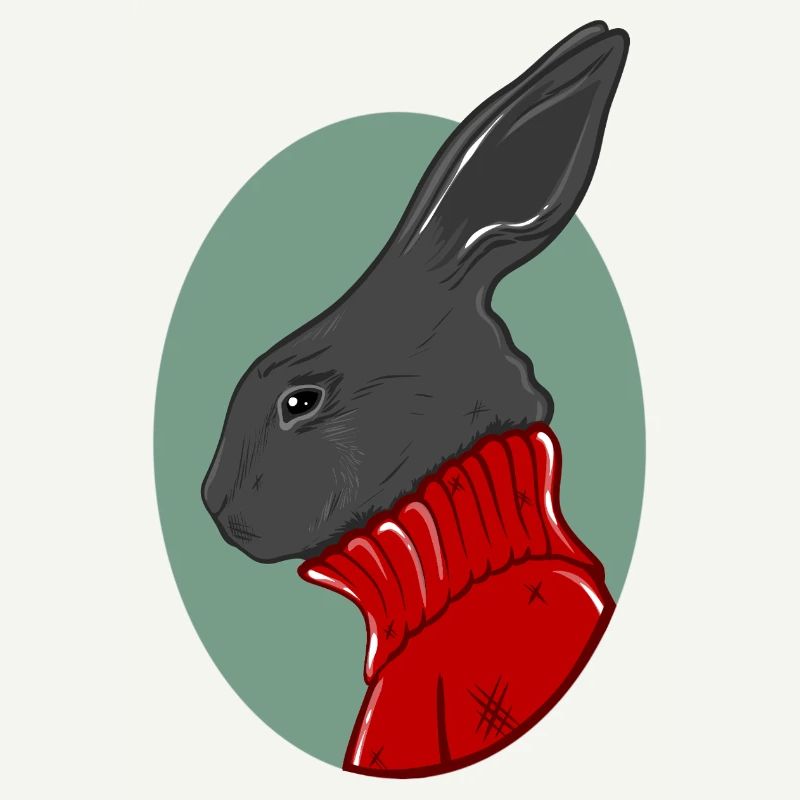 Hase mit rotem Pullover