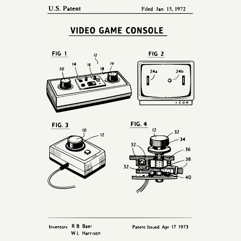 Brevet de plan de console de jeu rétro