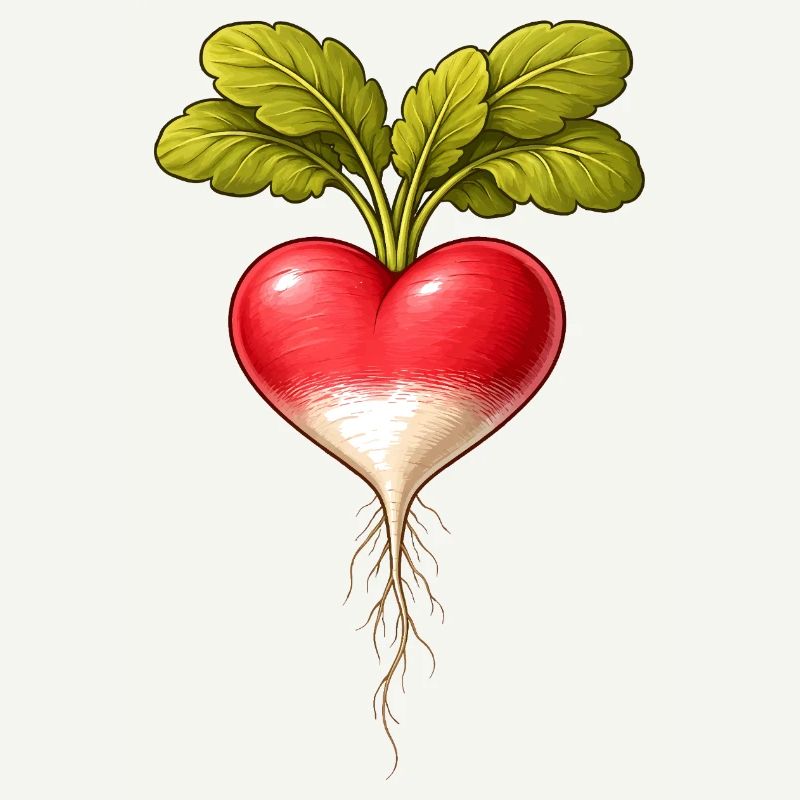 Radieschen Herzform Vintage Botanisch 