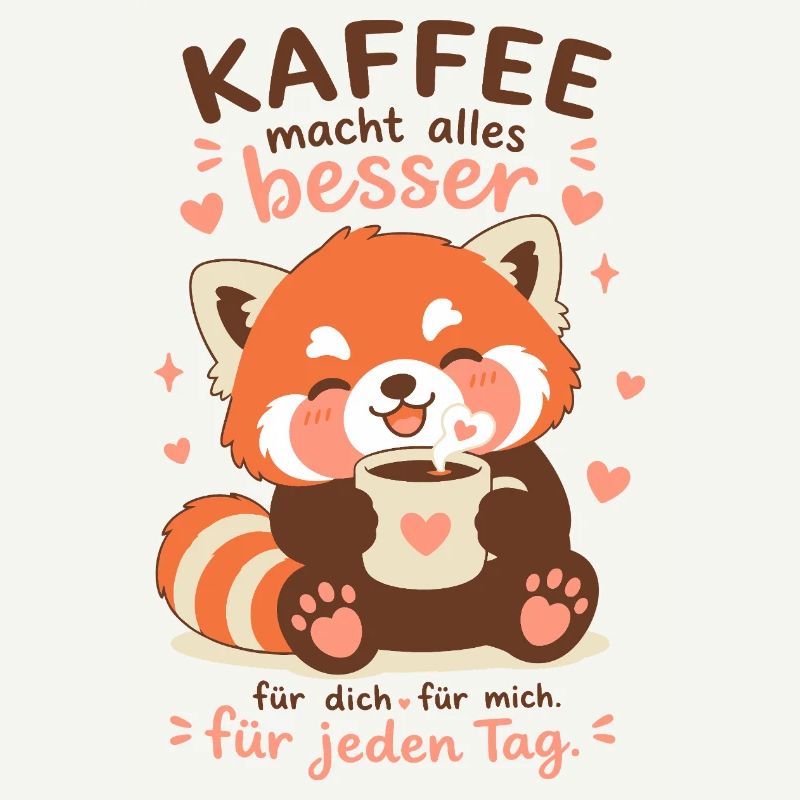 Roter Panda mit Kaffee