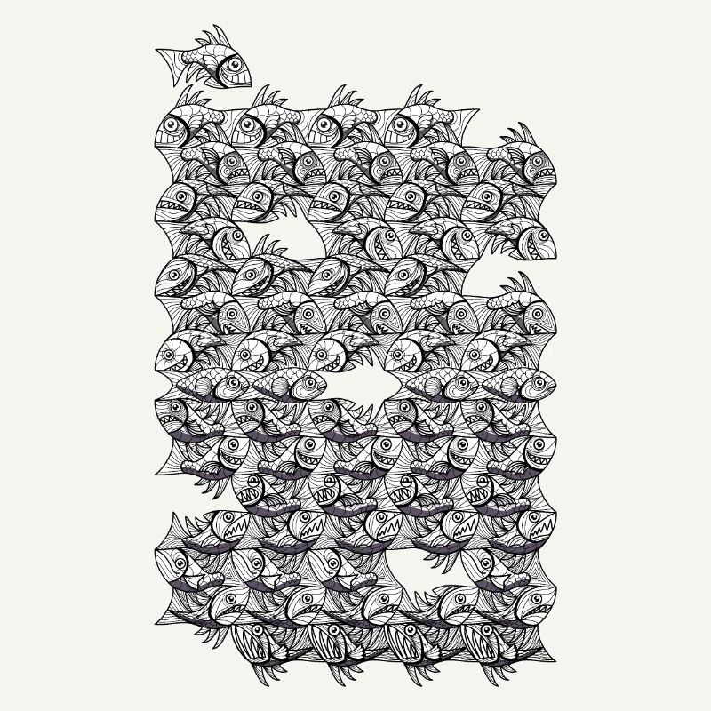Repeated monochrome fish