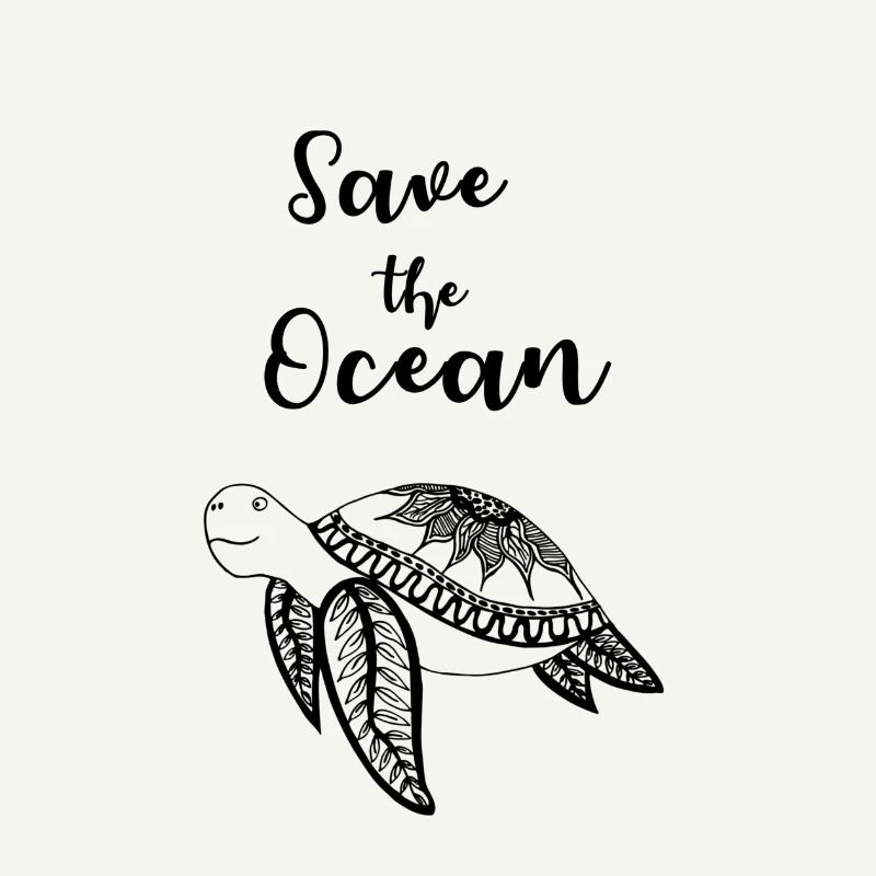 Save the Ocean slogan with turtle