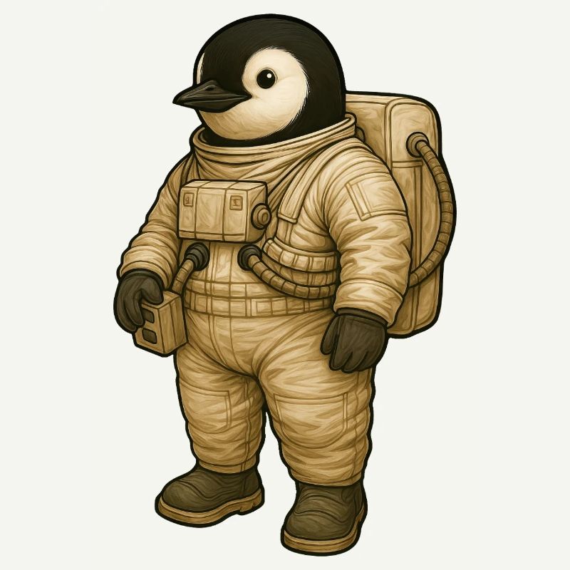 Mignon pingouin astronaute dans l’aventure spatiale