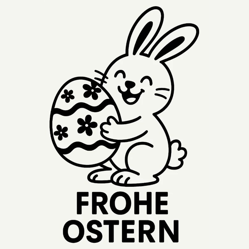 Happy Easter Bunny with Painted Egg