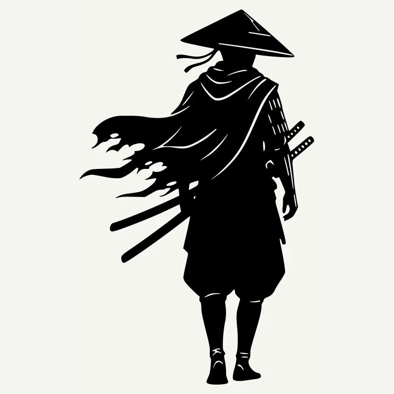 Schatten Krieger Samurai Strohhut