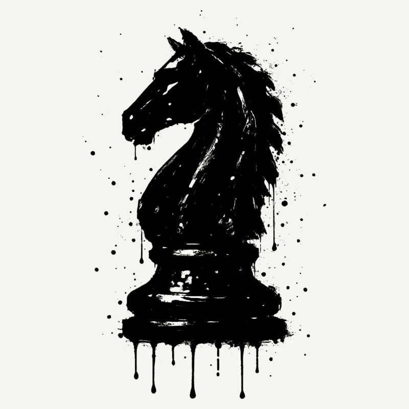 Knight Chess Style Black Graffiti Artistic