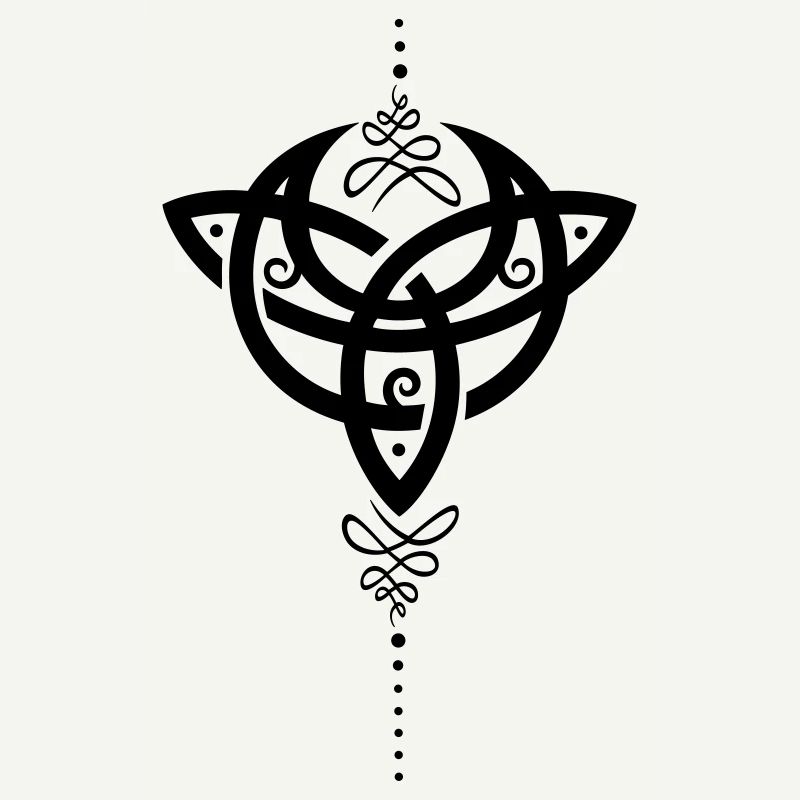 Celtic moon, crescent moon with Trinity symbol.
