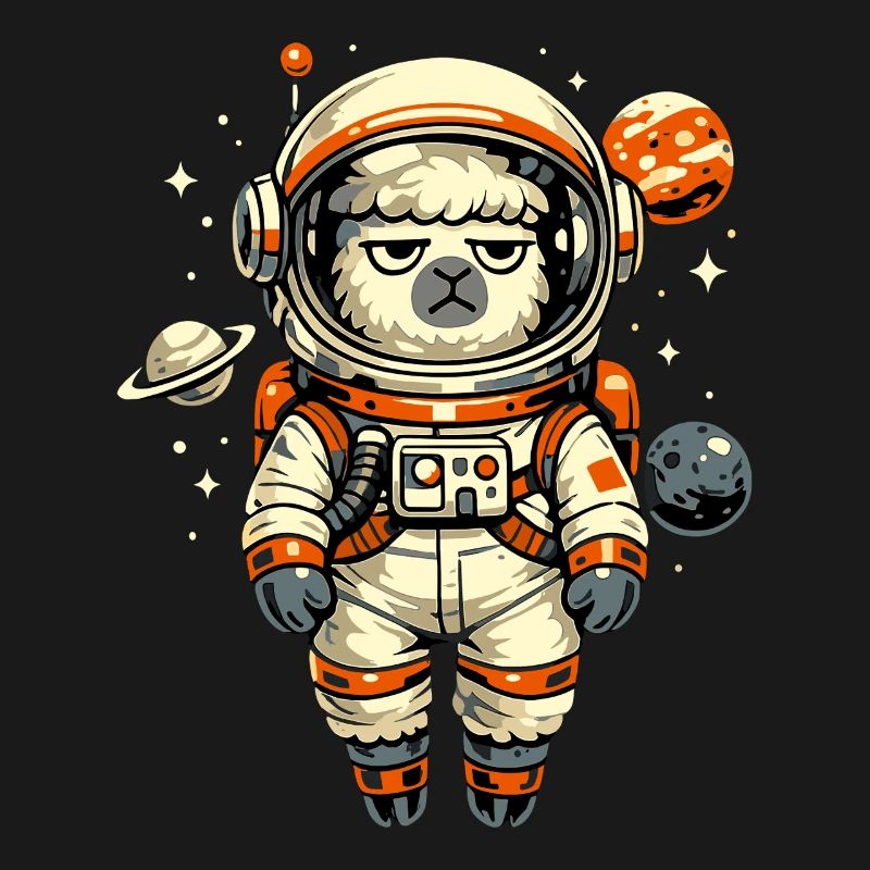 Grumpy Alpaca Astronaut in Space