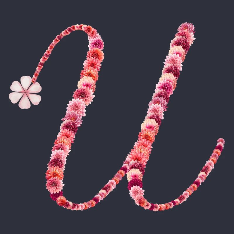 Romantisches Blumenmonogramm "U"