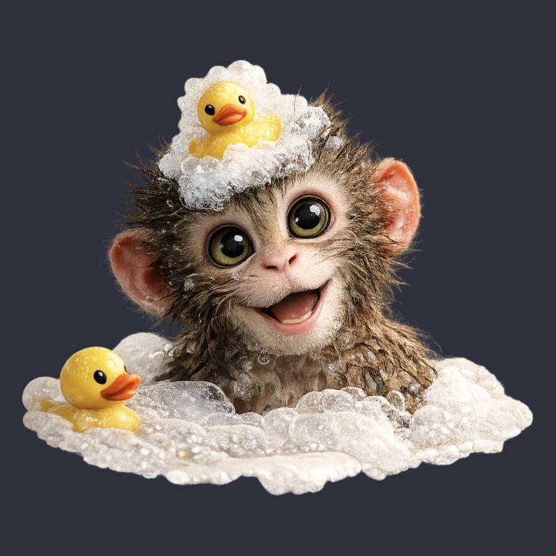 Bathing Time Monkey with Rubber Duck