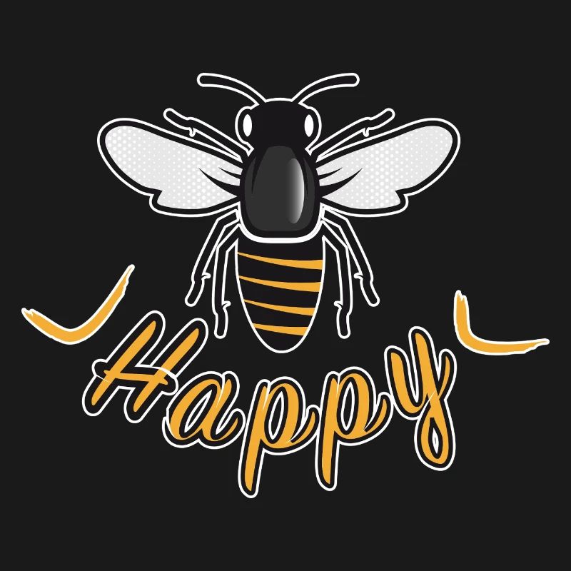 Abeille heureuse avec l’inscription « Happy »