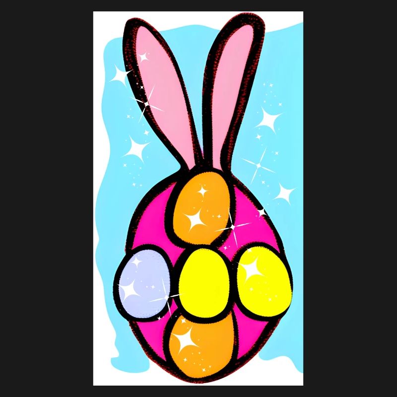 Colorful Easter Bunny Eggs Illustration