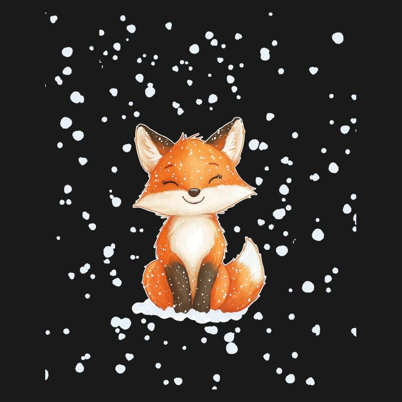 Fuchs mit Schneeflocken
