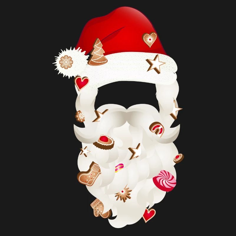 Barbe du Père Noël parsemée de biscuits de Noël