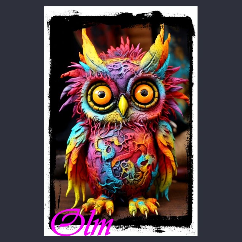 Bunte Fantasiewelt Eulenfigur Puppe Textil Märchen