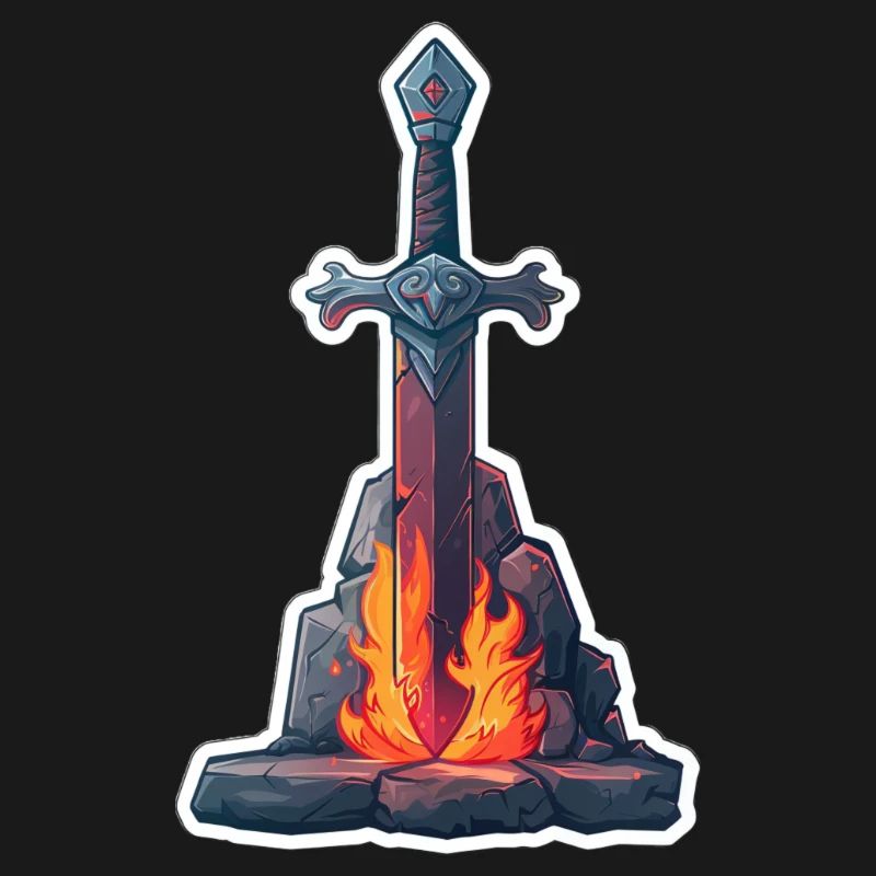 Fantasy RPG Épée avec du feu dans une pierre