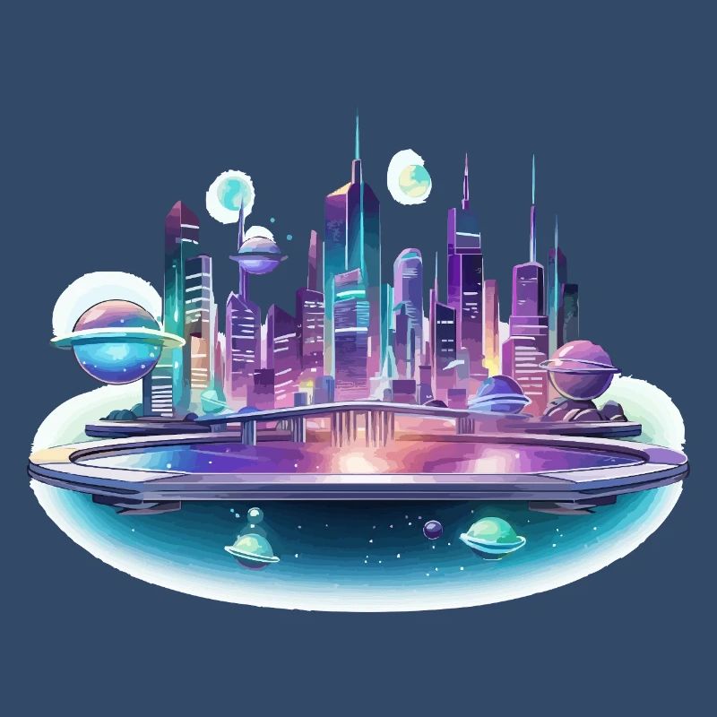 Silhouette de la Cité Spatiale Néon