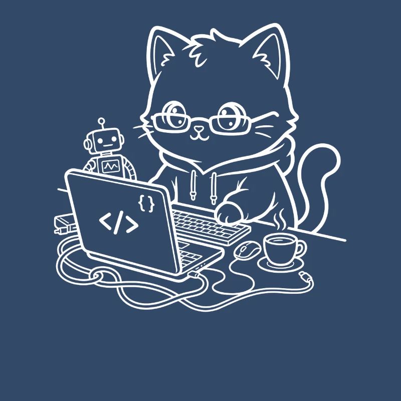 Coder Kawaii Katze Programmierer