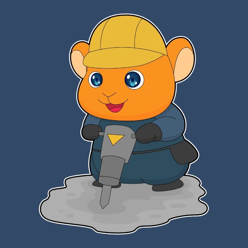 Hamster Construction Worker Jackhammer Construction Site