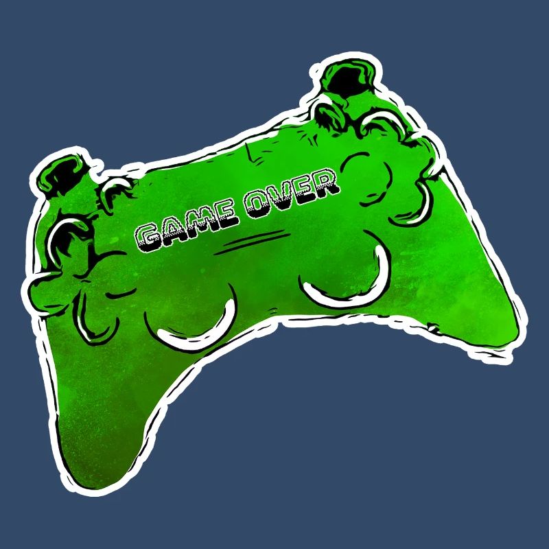 gruener Comic Controller mit Text GAME OVER