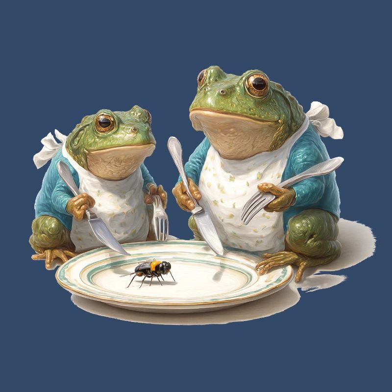 Frosch-Dinner: Fliege am Teller