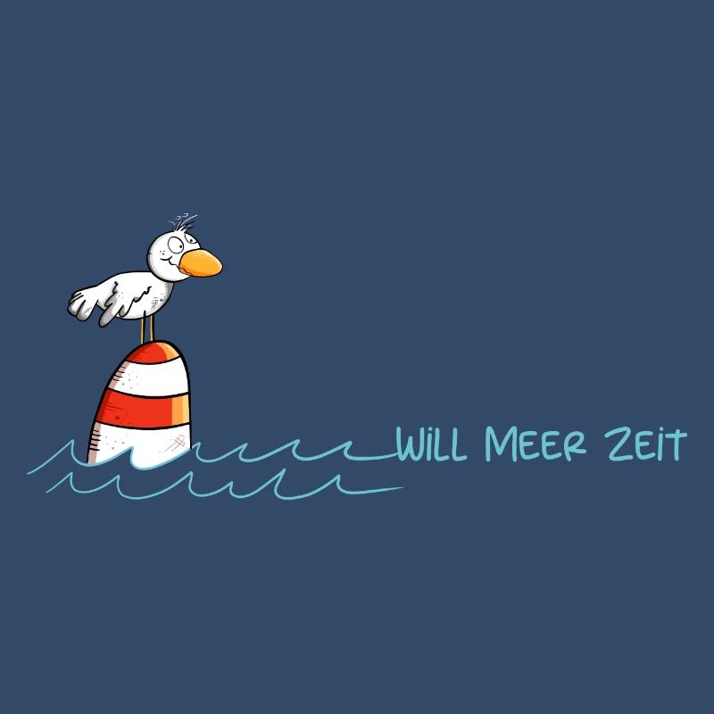 Drollige Möwe Will Meer Zeit