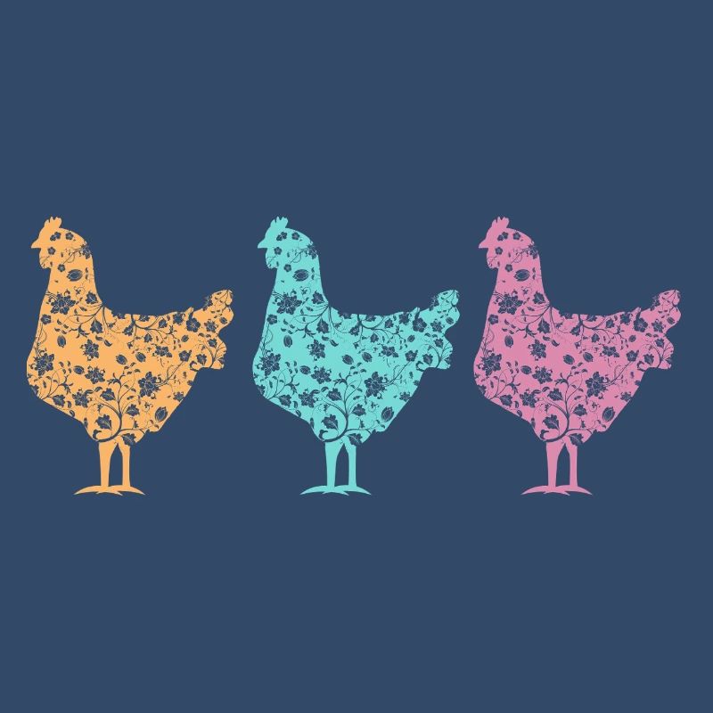 Pastel Chickens Silhouettes Pattern