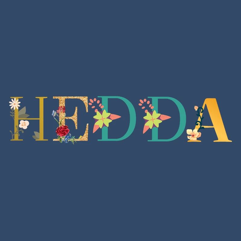 Le nom HEDDA est décoré de fleurs