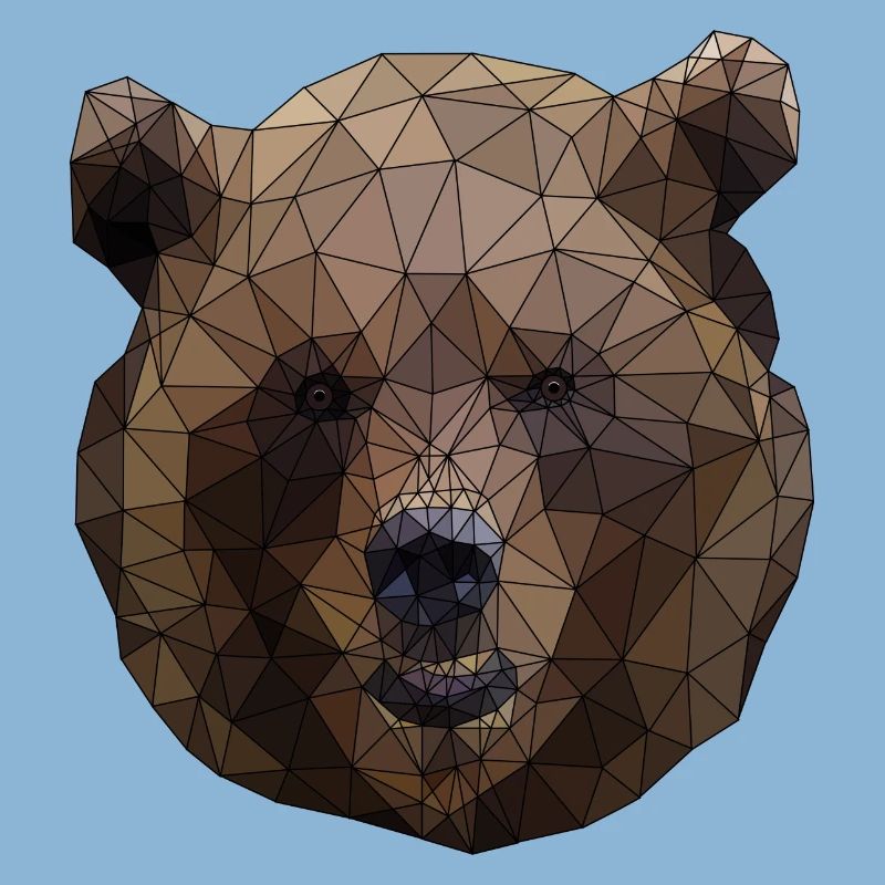 Polygonal Brown Bear Triangular Low Poly Art