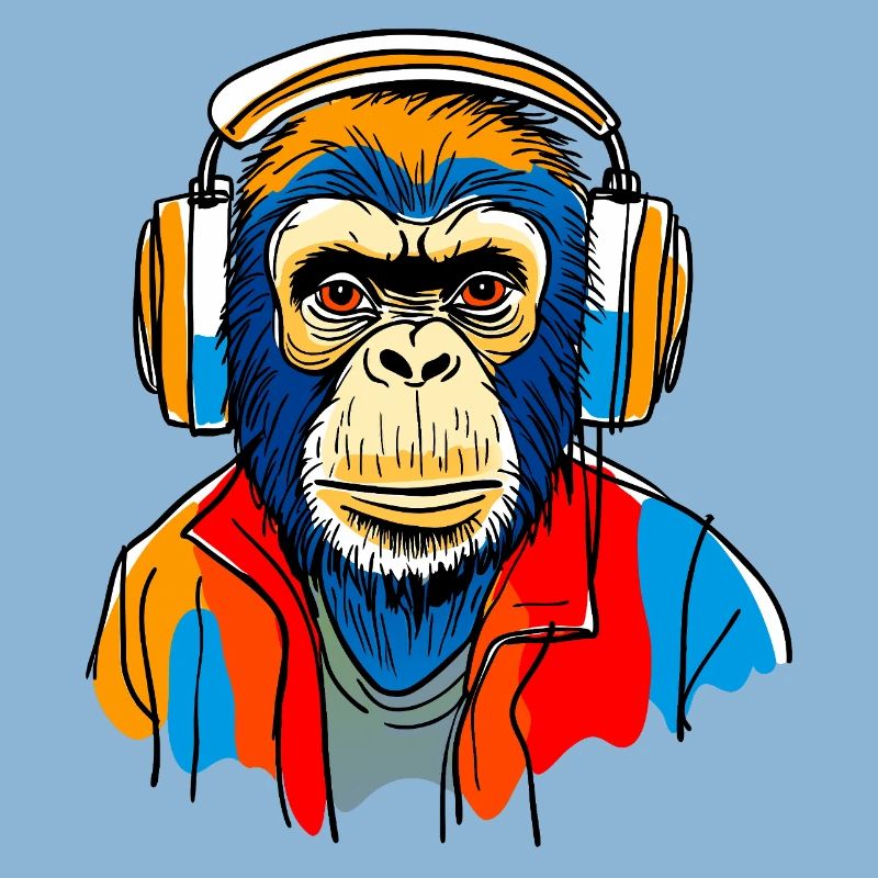 Affe mit Kopfhörern