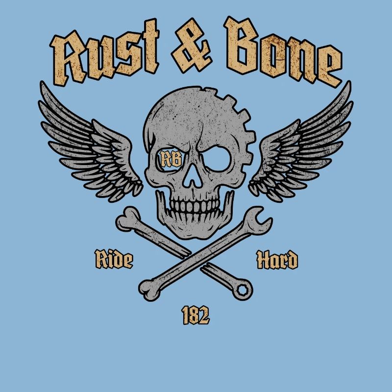 Rust Bone Motorrad Skull Wing Design