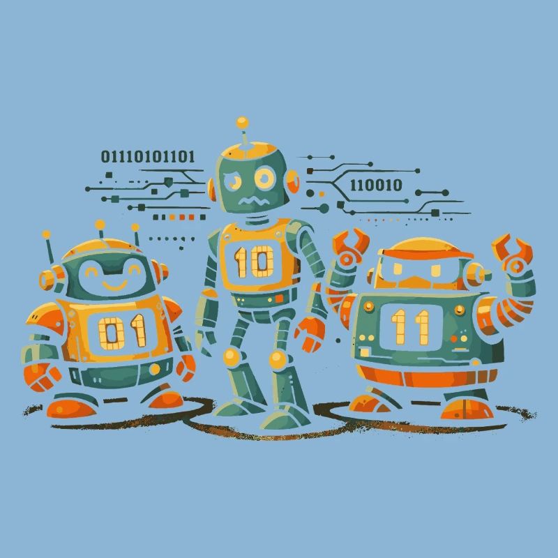 Geek Robots Binary Code Computer Science IT
