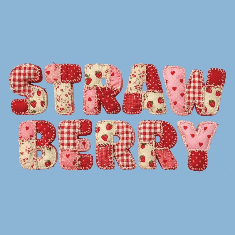 Faux Patchwork Strawberry Fruit Vintage