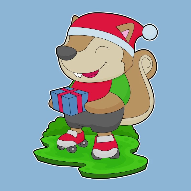 Squirrel Christmas Inline skating