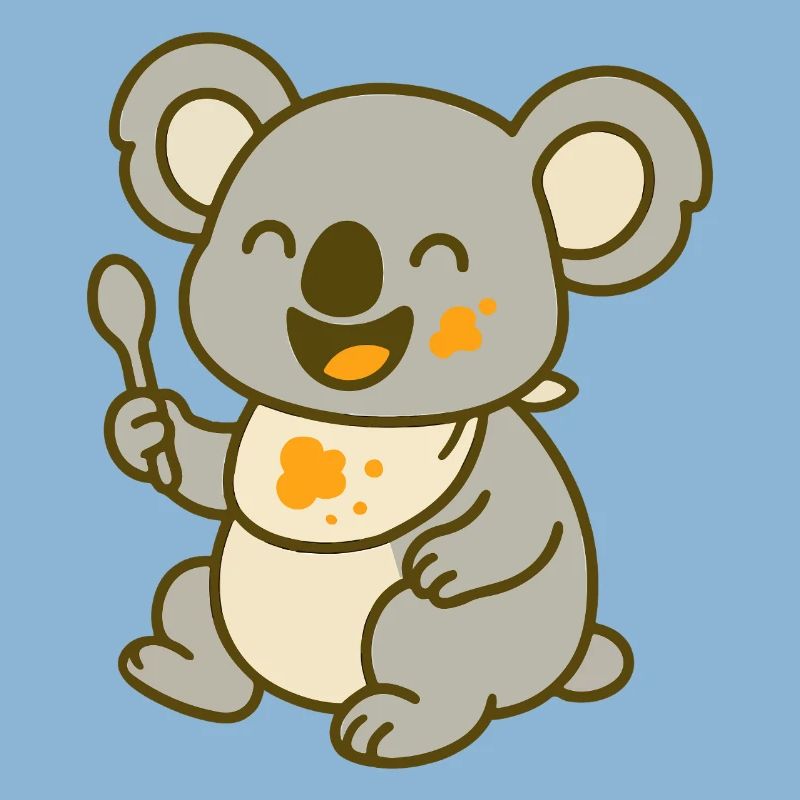 Mignon bébé koala mangeant