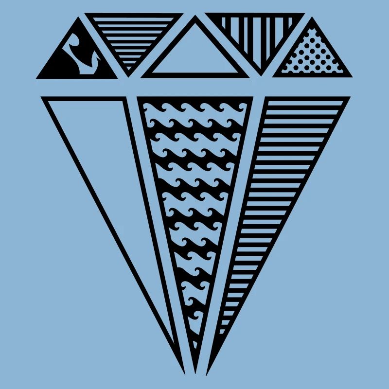 A shape of a diamond with different patterns