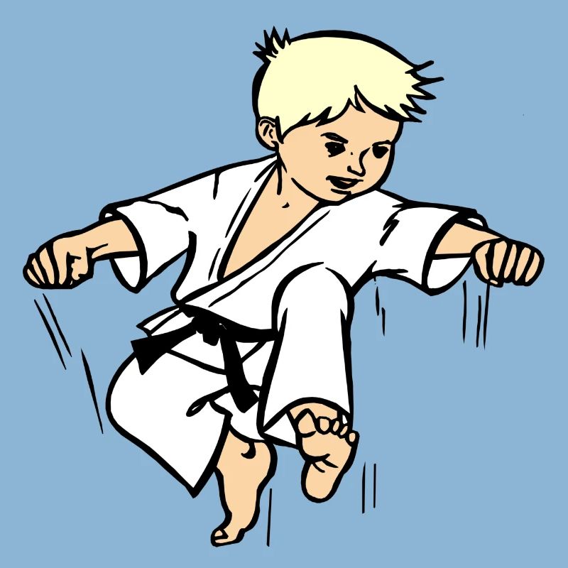 Karatekind oder Judokind mit schwarzem Gürtel