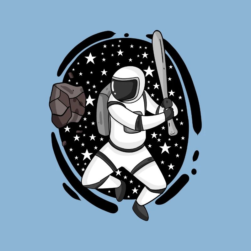 Astronaute avec batte de baseball dans l’espace